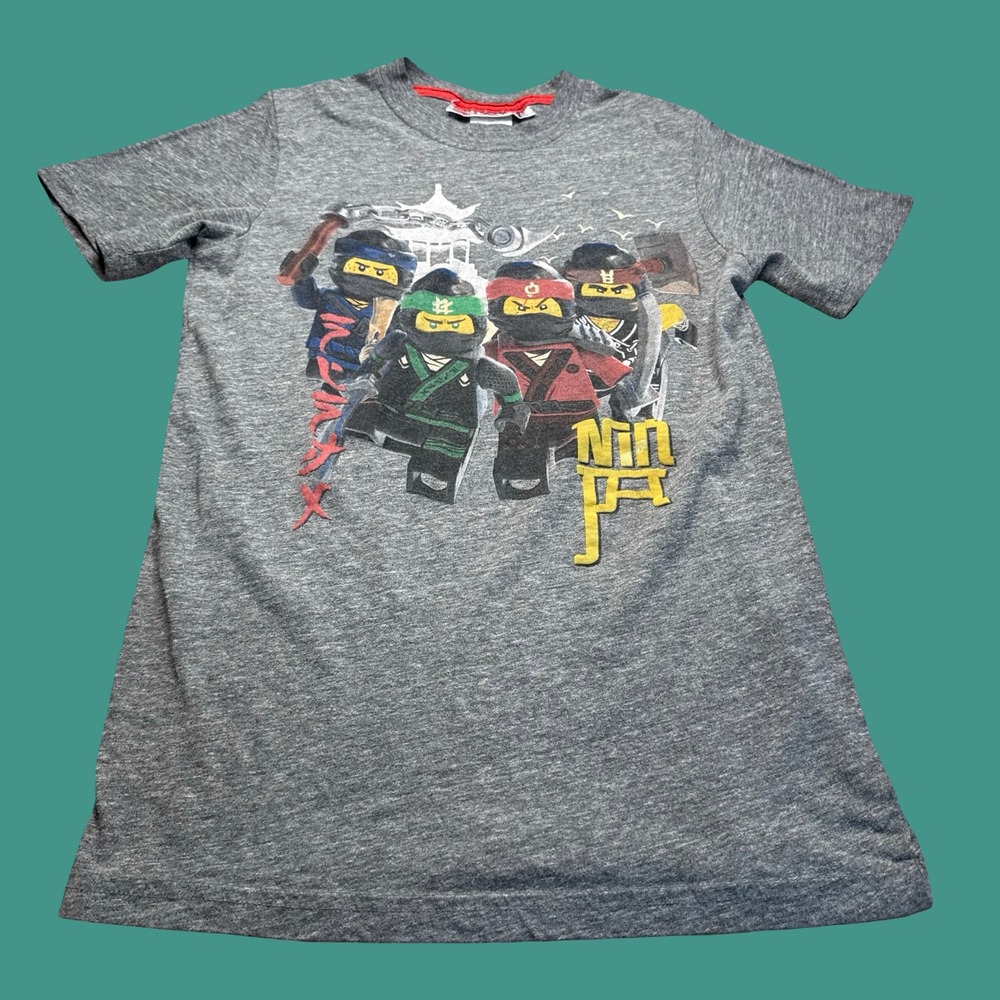 LEGO Ninjago Movie Youth Large Gray Graphic T Shirt Ninja Characters Tri Blend